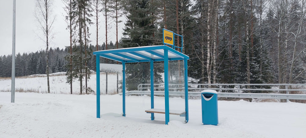 Bus shelters, Vihti, Finland - ViVa bus shelters and Ellipse 100 litter bin