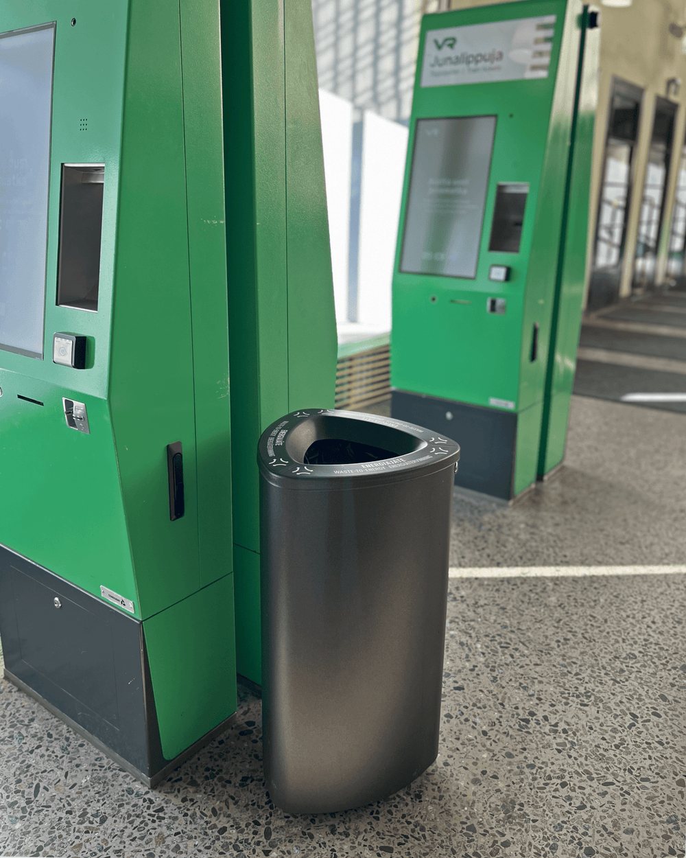 Recycling and Sorting at Tampere Railway Station – Lehtovuori Bermuda sorting bins