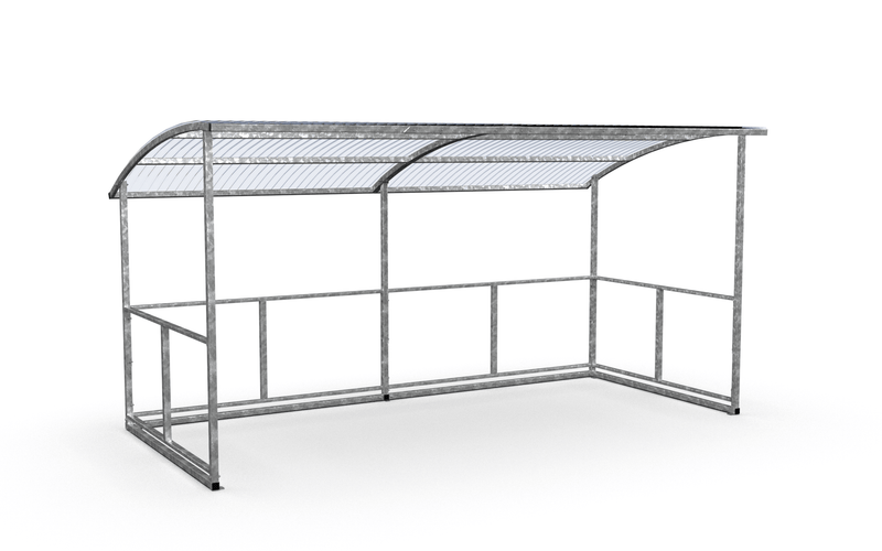 Bicycle Shelter Basic, 4.7 m, CubiQ Std bicycle racks, 10 spaces, surface mounting