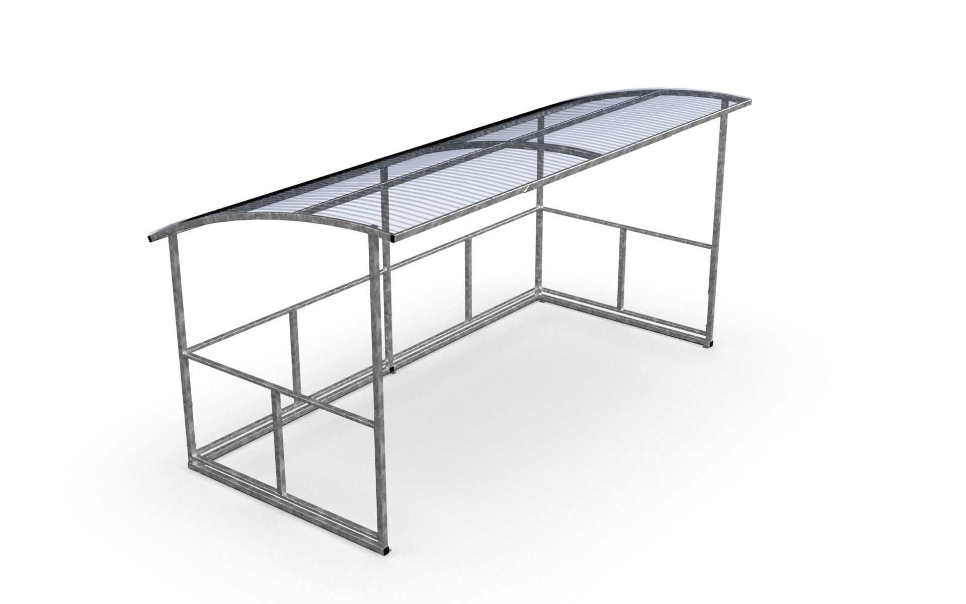 Bicycle Shelter Basic, 4.7 m, CubiQ Std bicycle racks, 10 spaces, surface mounting