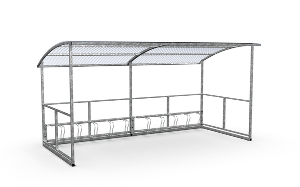 Bicycle Shelter Basic, 4.7 m, CubiQ Std bicycle racks, 10 spaces, surface mounting