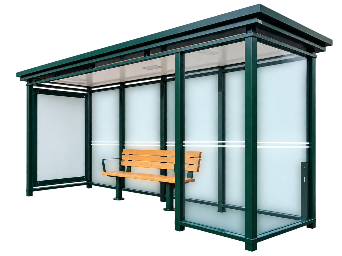Bus shelter Edgy, surface mounting on a concrete slab