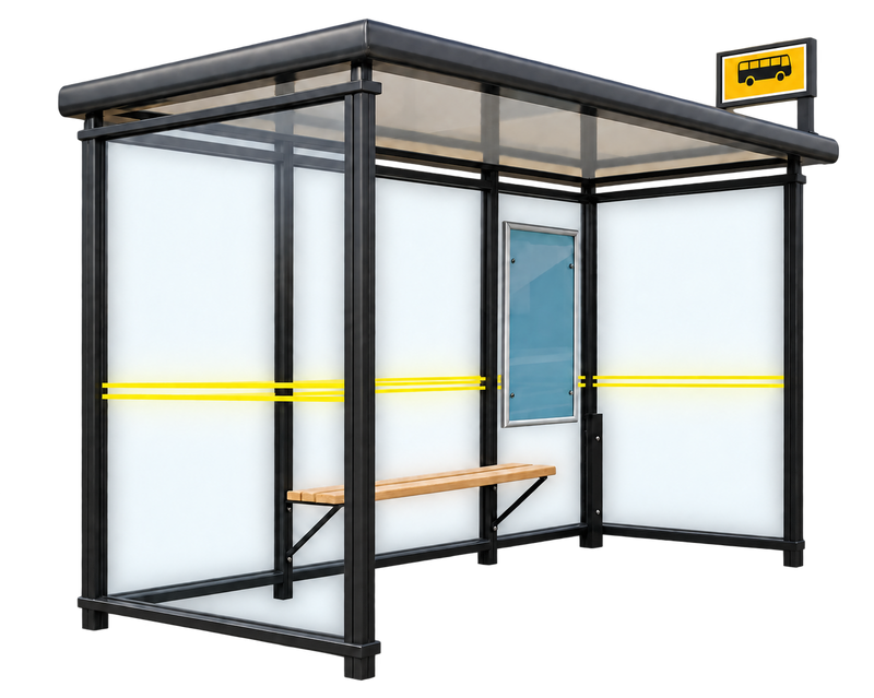 Bus shelter Favorit, surface mounted on concrete slab