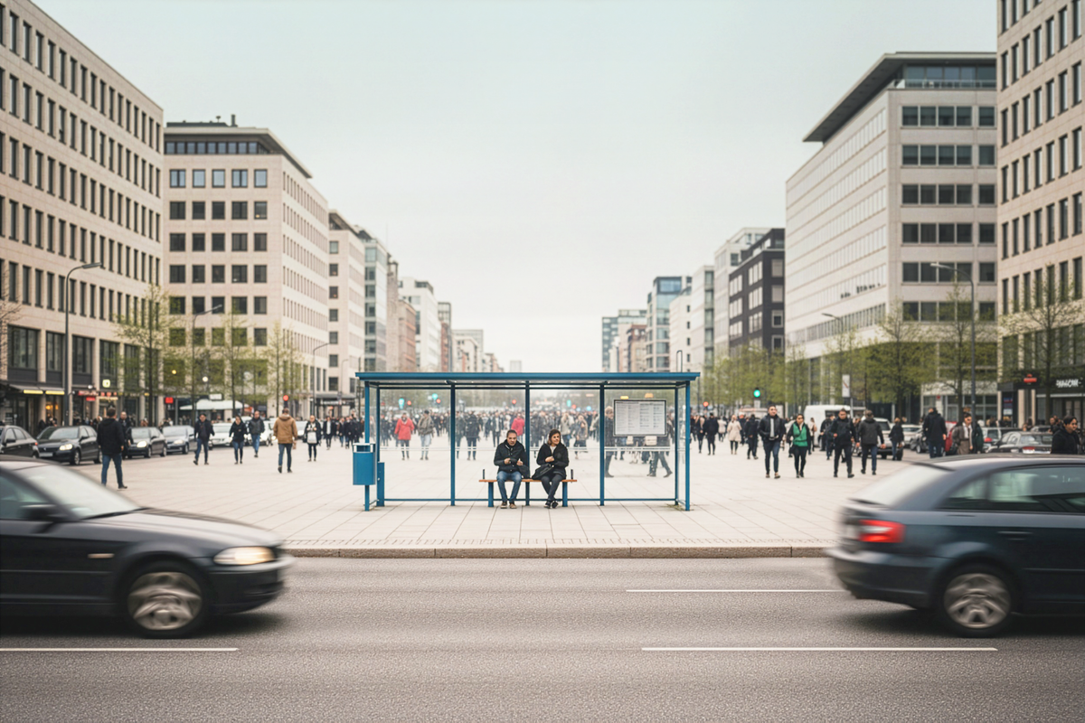 Bus shelter Edgy, surface mounting on a concrete slab
