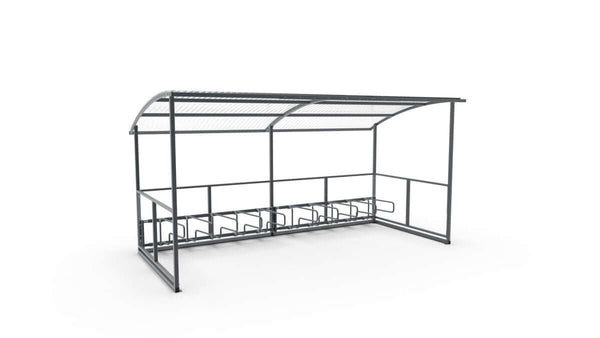 Bicycle Shelter Basic, 4.7 m, CubiQ Std bicycle racks, 10 spaces, surface mounting