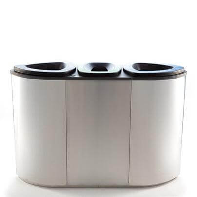 Litter and recycling bin Bermuda Tripla, stainless steel