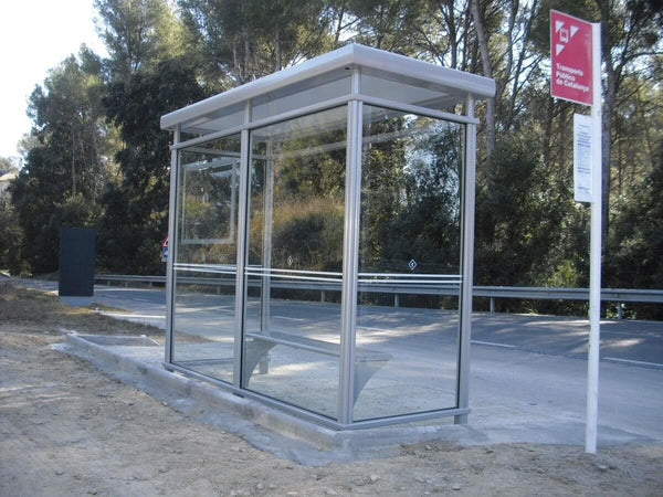 Bus shelter Favorit 2.8 m, surface mounting on concrete slab