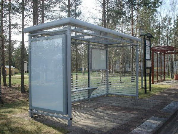 Bus shelter Favorit 4.2 m, surface mounting on concrete slab