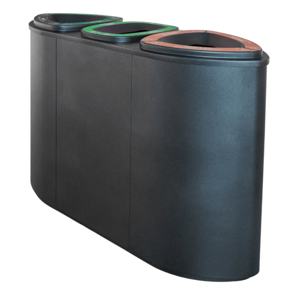 Litter and recycling bin Bermuda Tripla, painted