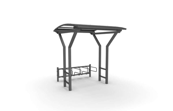 Vario 1 Bicycle Shelter, 2 m, 1-sided CubiQ Std bicycle racks, 4 spaces, in-ground installation