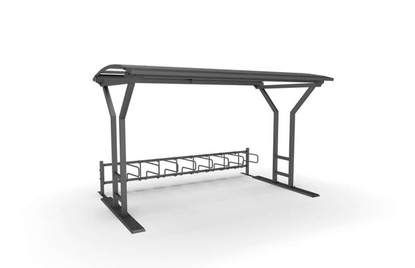 Bicycle Shelter Vario 1, 4 m, 1-sided CubiQ Std bicycle racks, 8 spaces, surface mounting