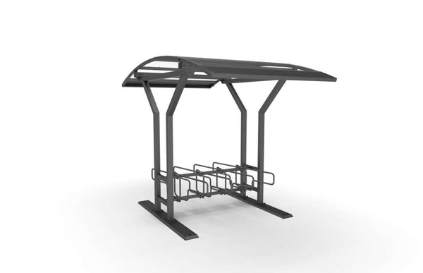 Bicycle shelter Vario 2, 2 m, double-sided CubiQ Std bicycle racks, 8-space, surface mounting
