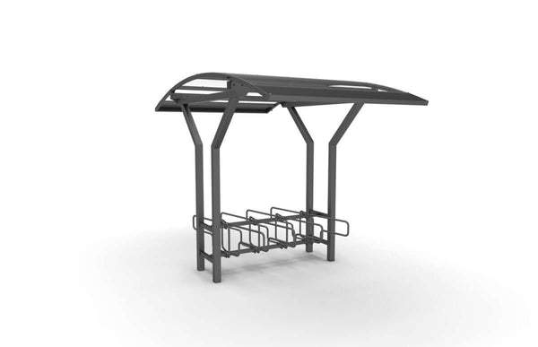 Bicycle shelter Vario 2, 2 m, CubiQ Std bicycle racks on both sides, 8 places, in-ground installation