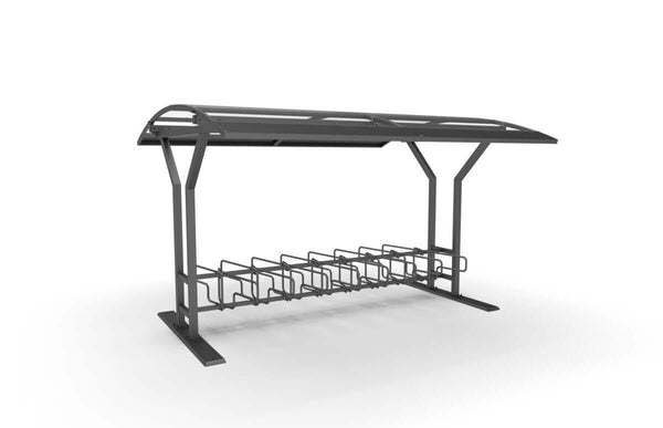 Bicycle shelter Vario 2, 4 m, two-sided CubiQ Std bicycle racks, 16 places, surface mounting