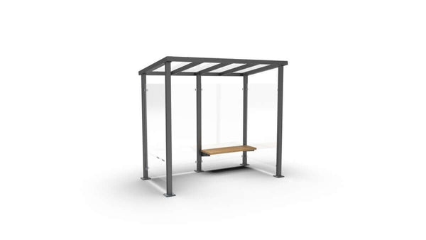 Bus stop shelter ViVa, 2.7 m, with bench, front and rear posts, surface-mounted
