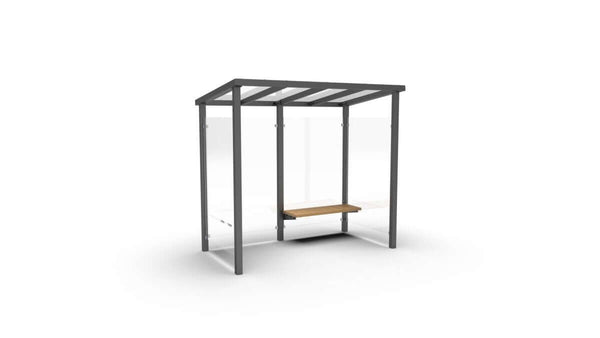 Bus stop shelter ViVa, 2.7 m, with bench, front and rear posts, in-ground mounting