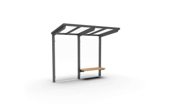 Break shelter ViVa, 2.7 m, with bench, with back posts, for embedding