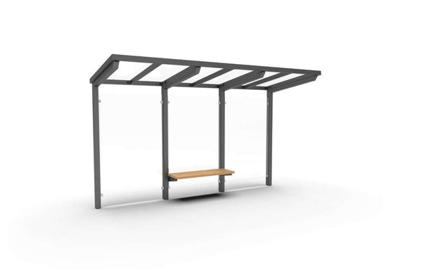 Viva break shelter, 4 m, with bench, with back posts, recessed installation